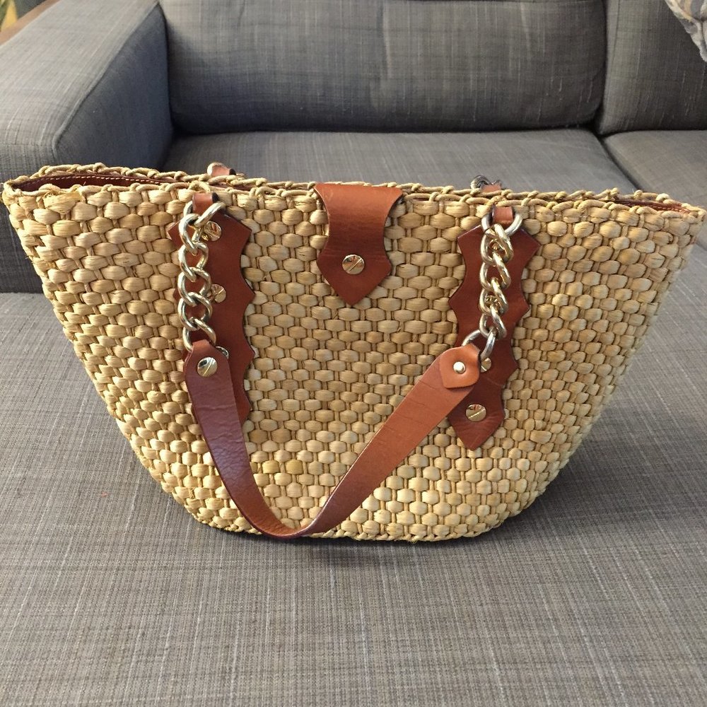 MICHAEL KORS Brown leather straw tote - Picture 3 of 13